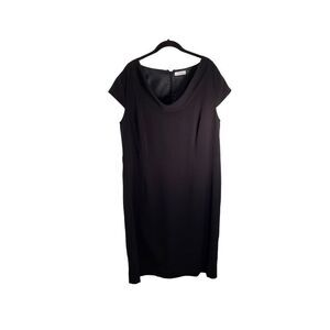 Calvin Klein plus size black front drape knee length dress size 16 W ￼